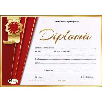 Diploma - Format A4, model imagine academica rosu