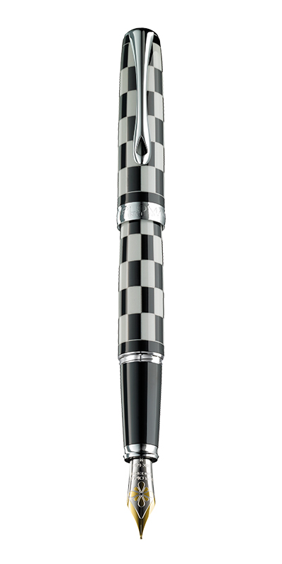 Diplomat Excellence A plus - Rome Black White - stilou cu penita M, aurita 14kt.