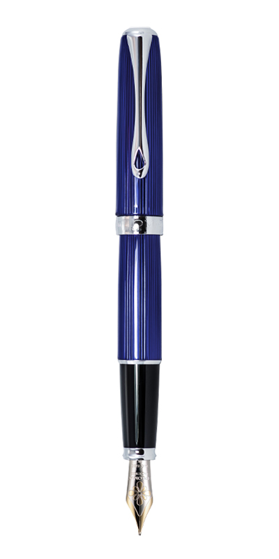 Diplomat Excellence A2 - Sky-Line Blue Chrome - stilou cu penita M, aurita 14kt.