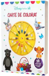 Disney Bebe. Carte de colorat. 12 creioane mici pentru maini de pitici