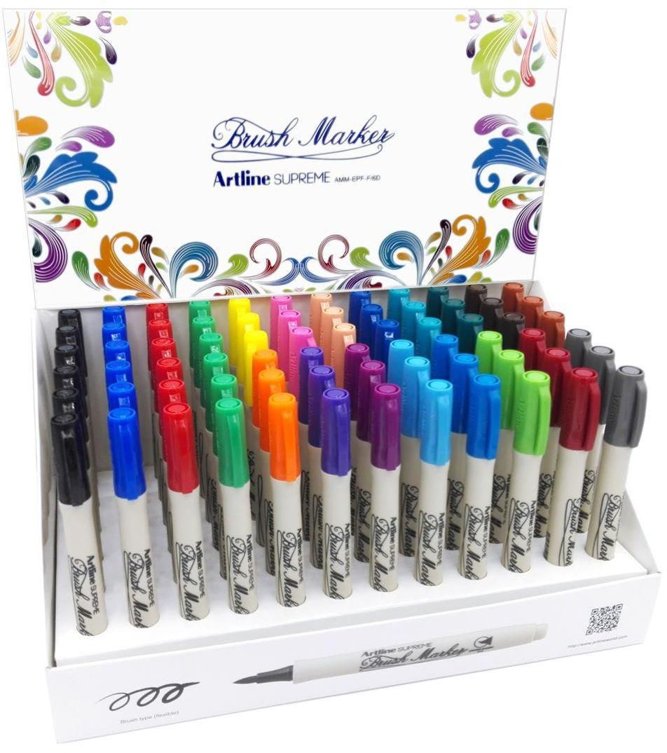 Display Artline Supreme pentru colorat cu varf tip pensula , 72 buc/display