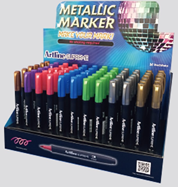 Display diverse culori Supreme Metallic 1mm, 5 culori x 12 buc + 2 culori x 6 buc/display