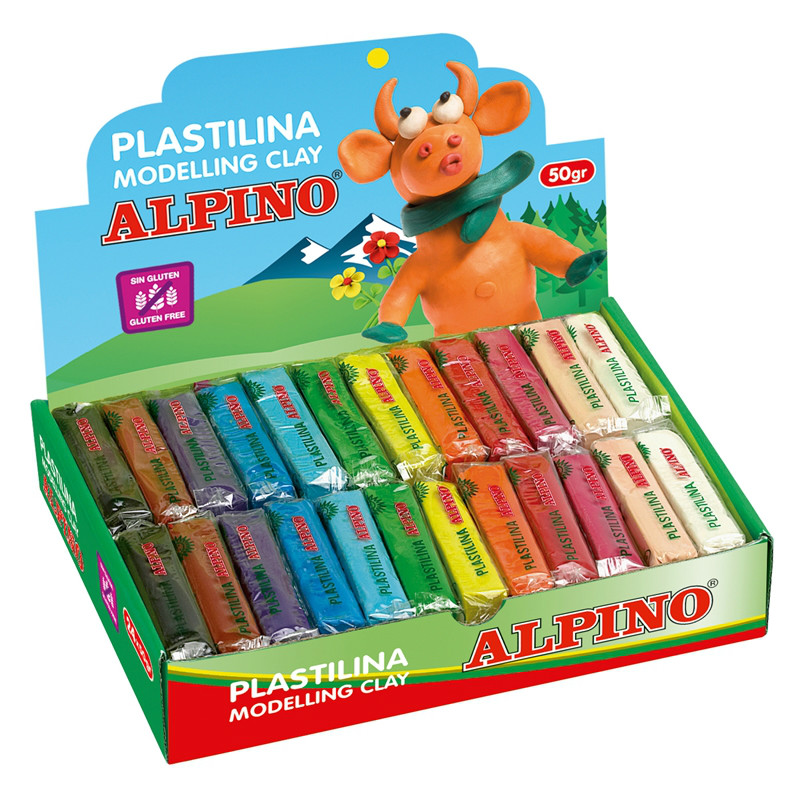 Display plastilina standard, 24 x  50gr./display, ALPINO -  12 culori asortate