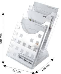 Display modular de birou, 3 x A4, pentru pliante, HELIT - transparent cristal