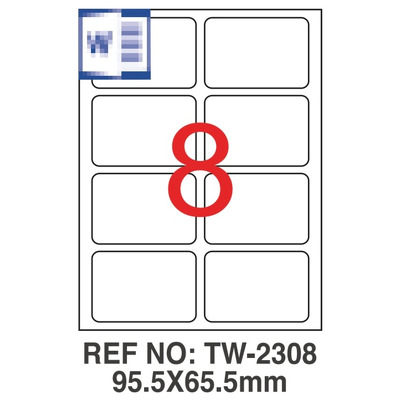 Etichete albe autoadezive, repozitionabile, 8/A4, 95.5x65.5mm, 25 coli/top, Tanex-colturi rotunjite