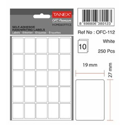 Etichete autoadezive albe, 19 x 27 mm, 320 buc/set, TANEX