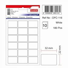 Etichete autoadezive albe, 22 x 32 mm, 180 buc/set, Tanex