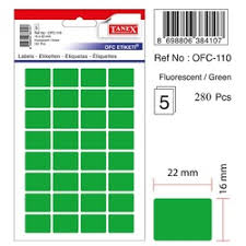 Etichete autoadezive color - verde fluorescent, 16 x 22 mm, 160 buc/set, Tanex