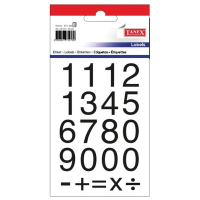 Etichete cu cifre si semne matematice, 20 x 20 mm, 40buc/set, Tanex