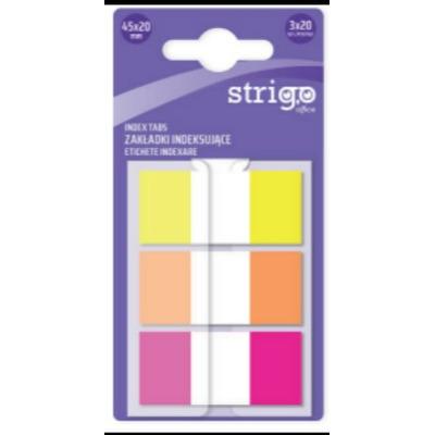 Etichete Indexare Strigo 3×20 file, culori Neon, 45x20mm SSN020