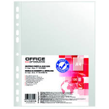 Folie protectie pentru documente A4, 30 microni, 100folii/set, Office Products - cristal