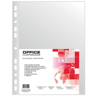 Folie protectie pentru documente A4, 45 microni, 100folii/set, Office Products - transparenta