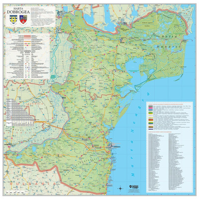 Harta Dobrogea. Dimensiune 100x100cm, cu sipci din lemn