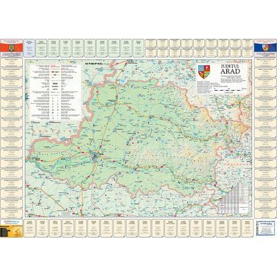 Harta judetului Arad cu primarii. Dimensiune 122x88m