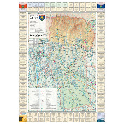 Harta judetului Arges cu primarii. Dimensiune 88x122cm