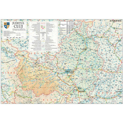 Harta judetului Cluj. Dimensiune 100x70cm, cu sipci din pastic