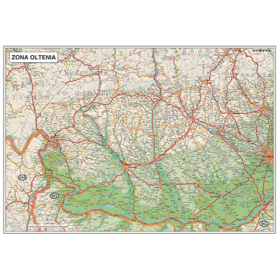 Harta zona Oltenia. Dimensiune 140x100cm, cu sipci din lemn