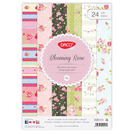 Hartie decorativa A4 24 coli Blooming Rose, Daco