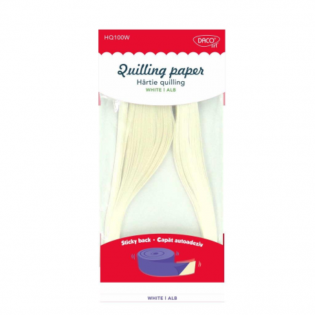 Hartie quilling 42.5X0.5 cm 100/set Daco HQ100W alb