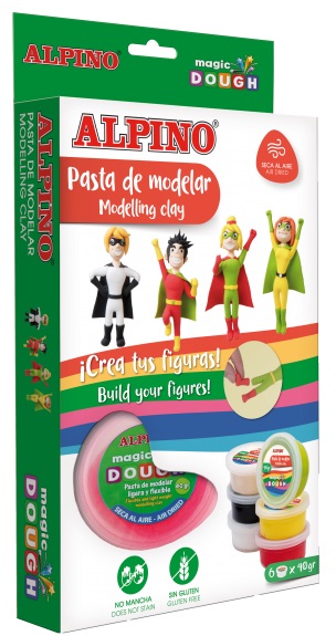 Kit 6 culori x 40gr plastilina magica, Alpino Super Heroes