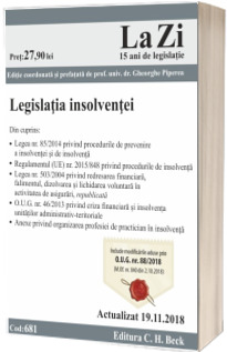 Legislatia insolventei. Cod 681. Actualizat la 19.11.2018