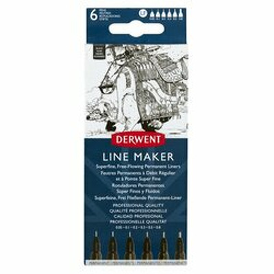 Liner Professional, 6 dimensiuni, varf subtire si uscare rapida, 6 buc/set, negru