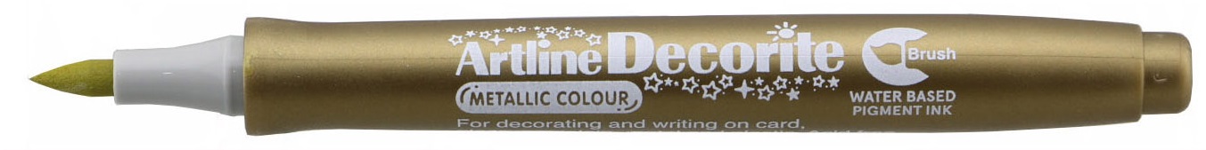 Marker Artline Decorite, varf flexibil (tip pensula) - auriu