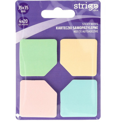 Notite autoadezive Strigo patrate, 4×20 file pastel, 35×35 mm SSN036