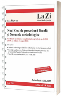 Noul Cod de procedura fiscala si Normele metodologice de aplicare. Cod 748. Actualizat la 18.01.2022