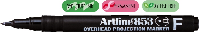 OHP Permanent marker Artline 853, varf fin - 0.5mm - negru