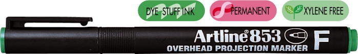 OHP Permanent marker Artline 853, varf fin - 0.5mm - verde