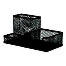 Organizer metalic Mesh, de birou, negru, 3 compartimente, Q-Connect