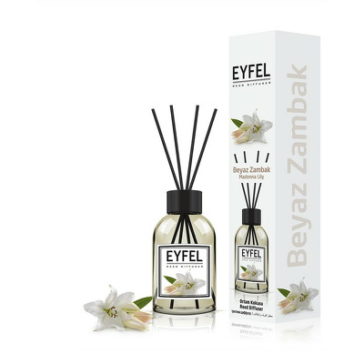 Parfum - odorizant de camera cu betisoare din ratan, Eyfel, aroma Crin, 120 ml