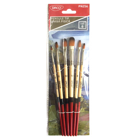 Pensula set 6 par sintetic tip limba pisica Daco PN256