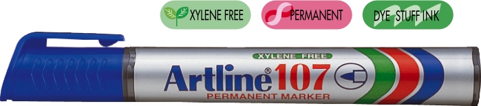 Marker p ermanent albastru, corp plastic, varf rotund 1.5mm - Artline 107