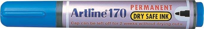 Marker permanent  albastru - Dry safe ink, corp plastic, varf rotund 2.0mm - Artline 170