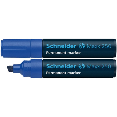 Permanent marker Schneider Maxx 250, varf tesit 2 plus 7mm - albastru