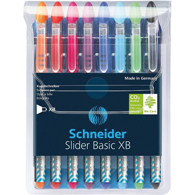 Pix Schneider Slider Basic XB, rubber grip, 8 culori/set - (BK,RE,BL,OG,VI,PK,LBL,LGR)