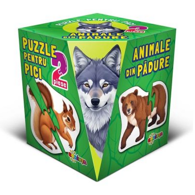 Puzzle 2 piese. Animale din padure