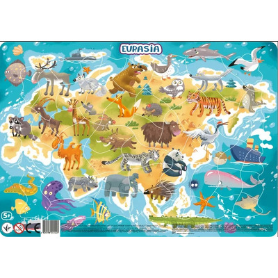 Puzzle cu rama - Eurasia (53 piese)