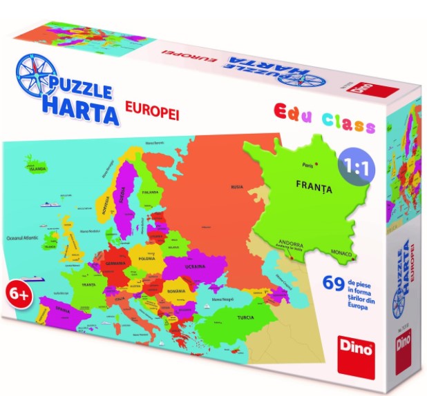 Puzzle geografic - Harta Europei (69 piese)