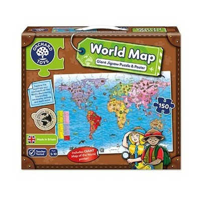 Puzzle si poster Harta lumii (limba engleza 150 piese) WORLD MAP PUZZLE & POSTER