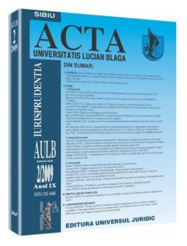Revista Acta Universitatis Lucian Blaga nr. 2/2009