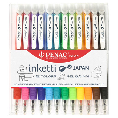 Set 12 pixuri cu gel Penac Inketti - culori asortate