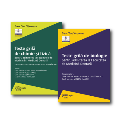 Set 2 carti - Teste grila de chimie, fizica si biologie, pentru admiterea la Facultatea de Medicina Dentara