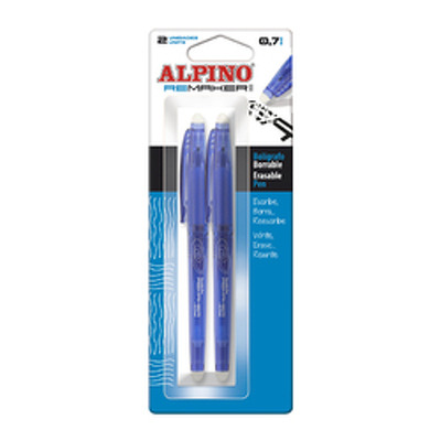 Set 2 pixuri erasable, 0.7mm, ALPINO ReMaker II Soft - albastru