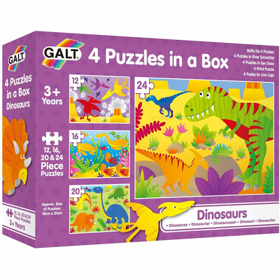 Set 4 puzzle-uri Dinozauri (12, 16, 20, 24 piese)