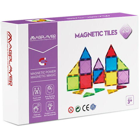 Set de constructie magnetic 3D - 20 piese