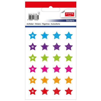 Stickere decorative stelute cu decor - diverse culori, 24 buc/fila, 2 file/set, Tanex Kids