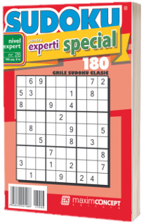 Sudoku pentru experti special, numarul 26. 180 de grile sudoku clasic